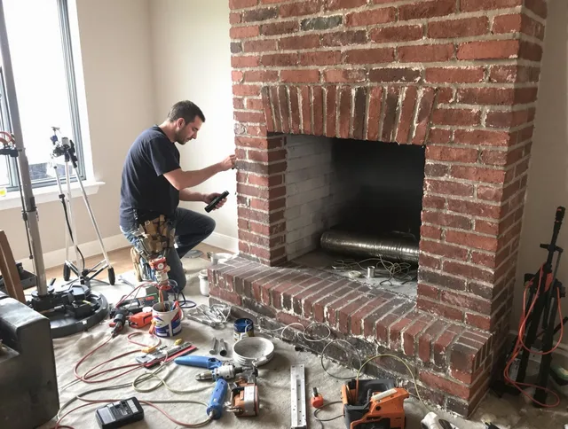 West Hartford Chimney Sweep specialist finalizing chimney liner service in West Hartford, CT