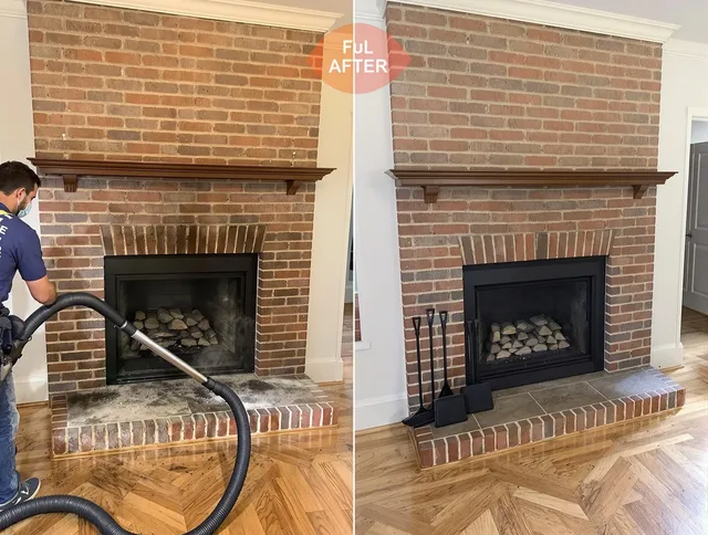 West Hartford Chimney Sweep carefully sanitizing a fireplace in West Hartford, CT